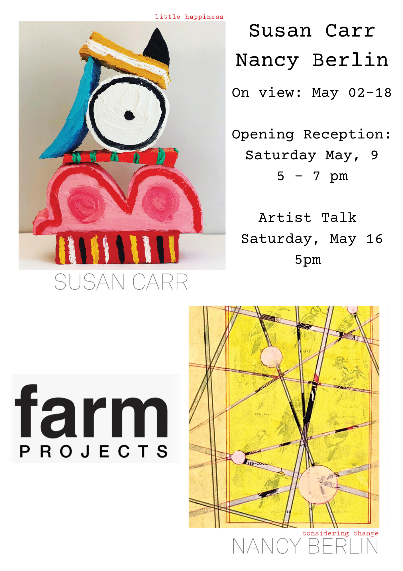 Opening Reception: Susan Carr & Nancy Berlin - Farm Projects