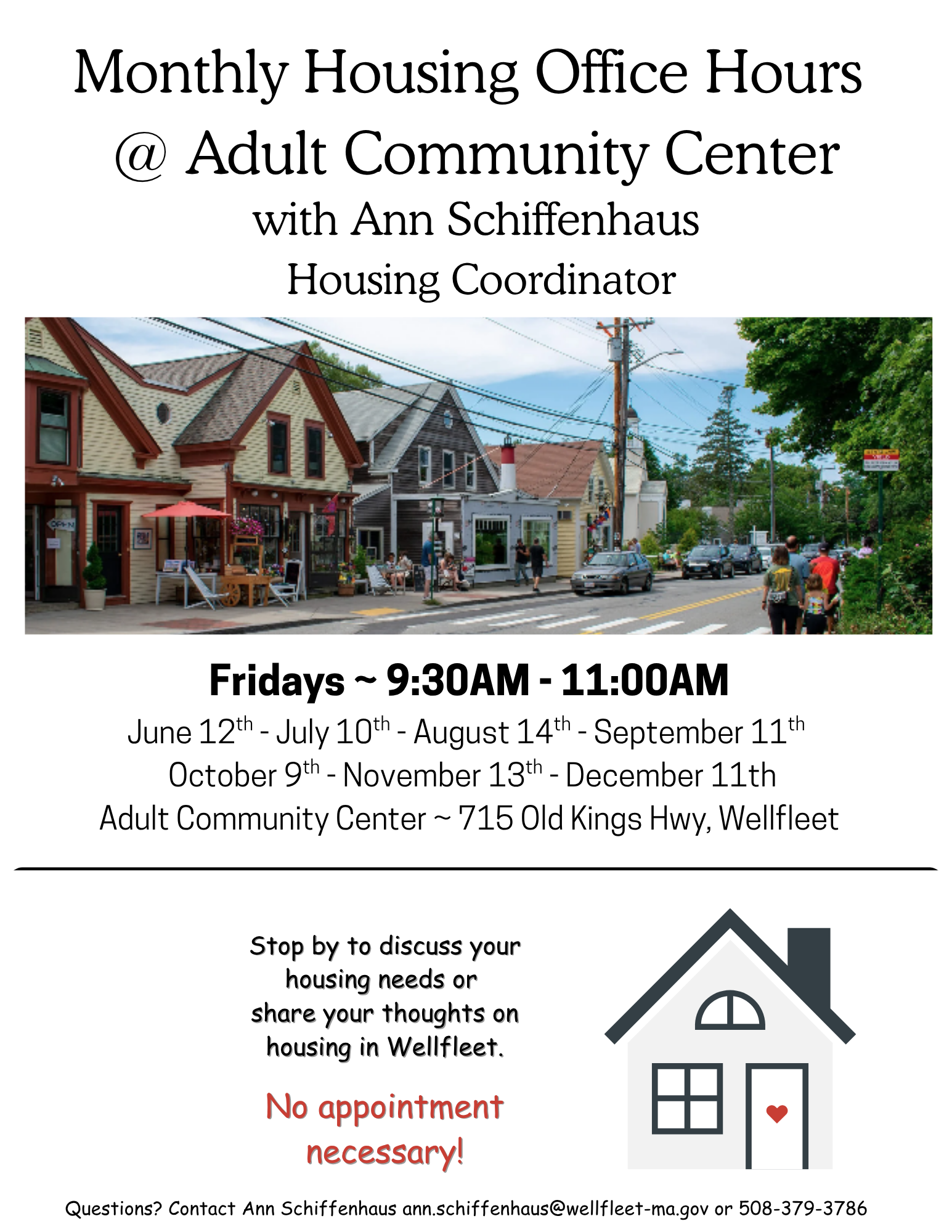 Monthly Housing Office Hours @ Adult Community Center with Ann Schiffenhaus Housing Coordinator