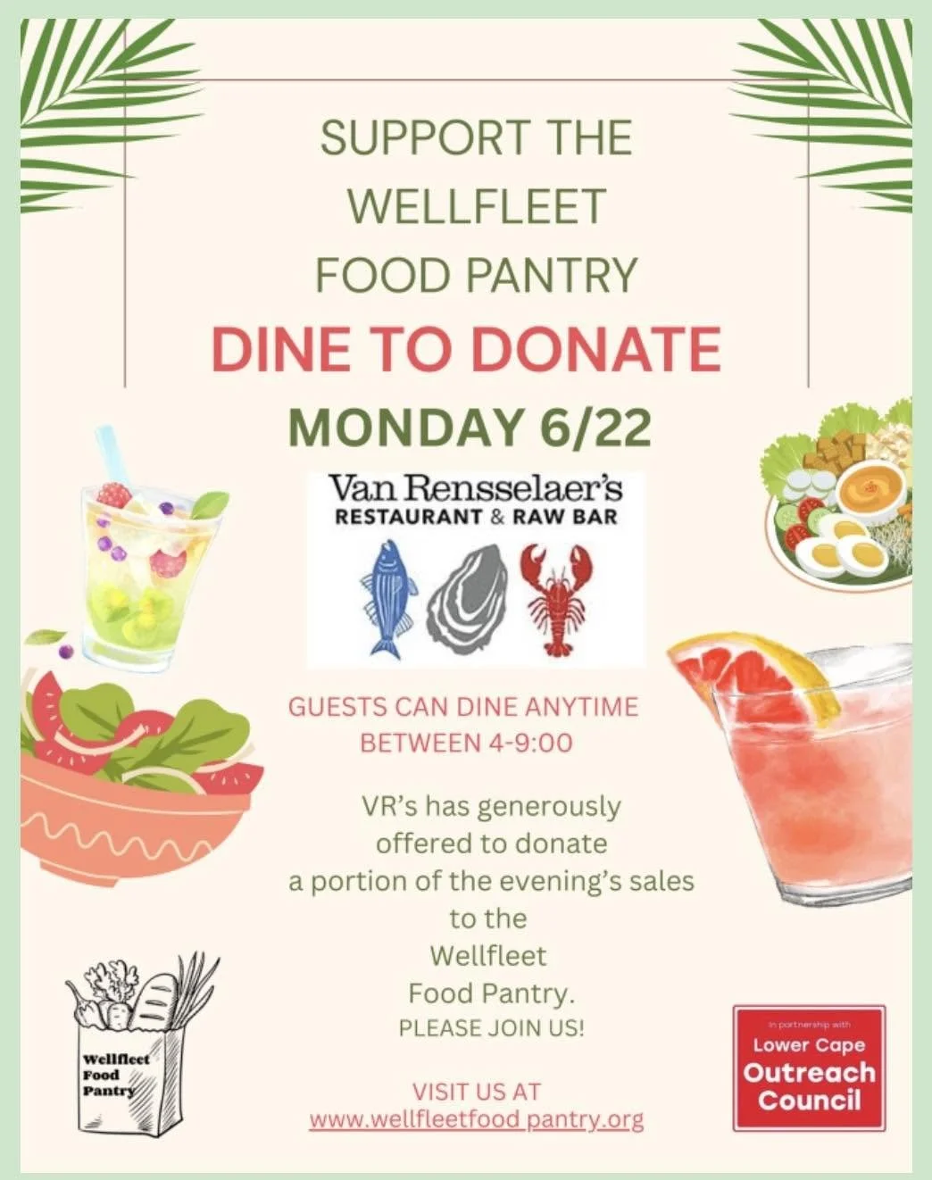 Dine to Donate - Wellfleet Food Panty at V.R.'s
