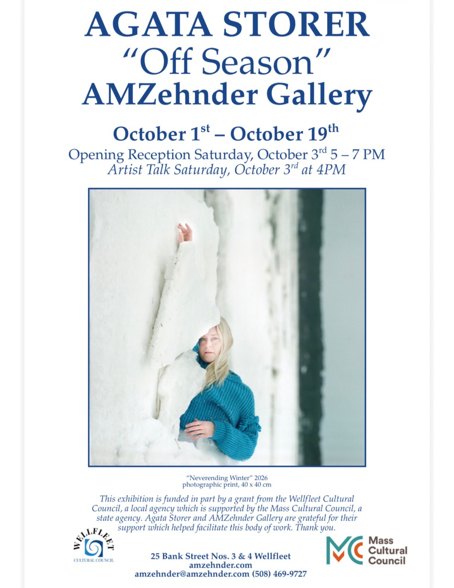 Artist Talk and Opening Reception - Agata Storer: AMZehnder Gallery