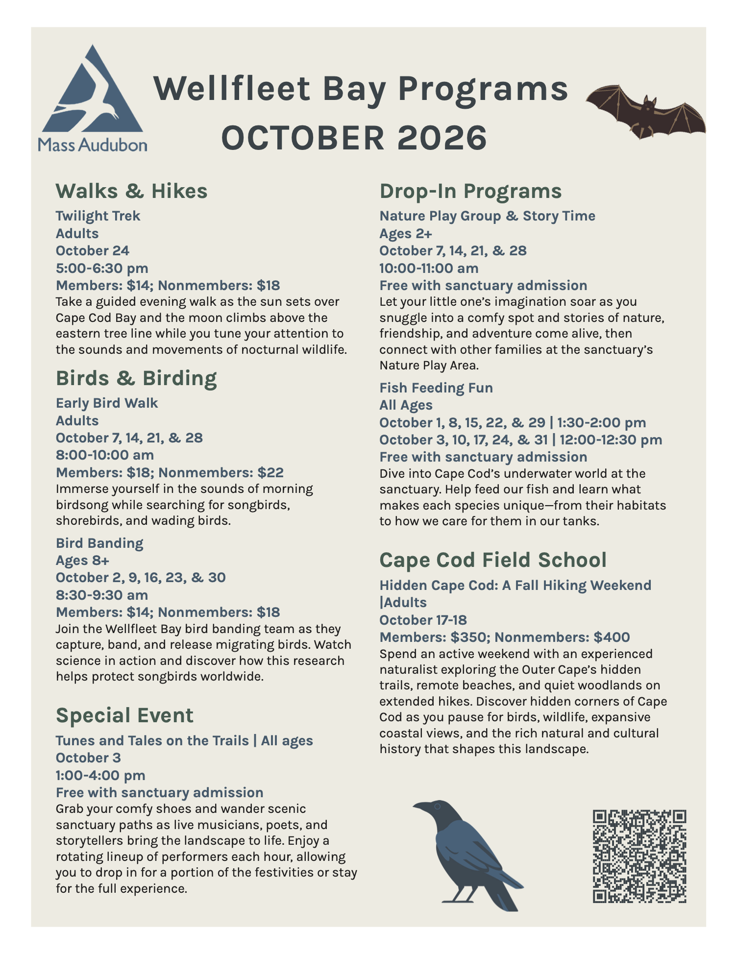 Mass Audubon Weekly Schedule - October