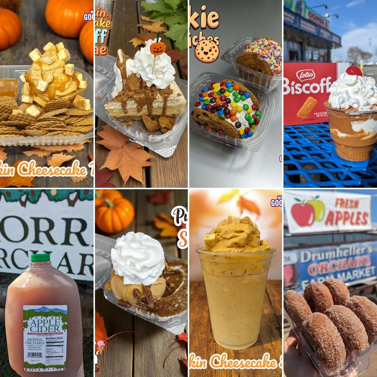 Another amazing FALL weekend at Mister Goodies! We have a "few" fall inspired items for you to try. 🍂 🍁 
🎃 Pumpkin Cheesecake Nachos
🍰 Pumpkin Cheesecake Biscoff Sundae 
🍪 Cookie Sandwiches
🤎 Biscoff Cookie Butter Sundae
🍻 Apple Cide