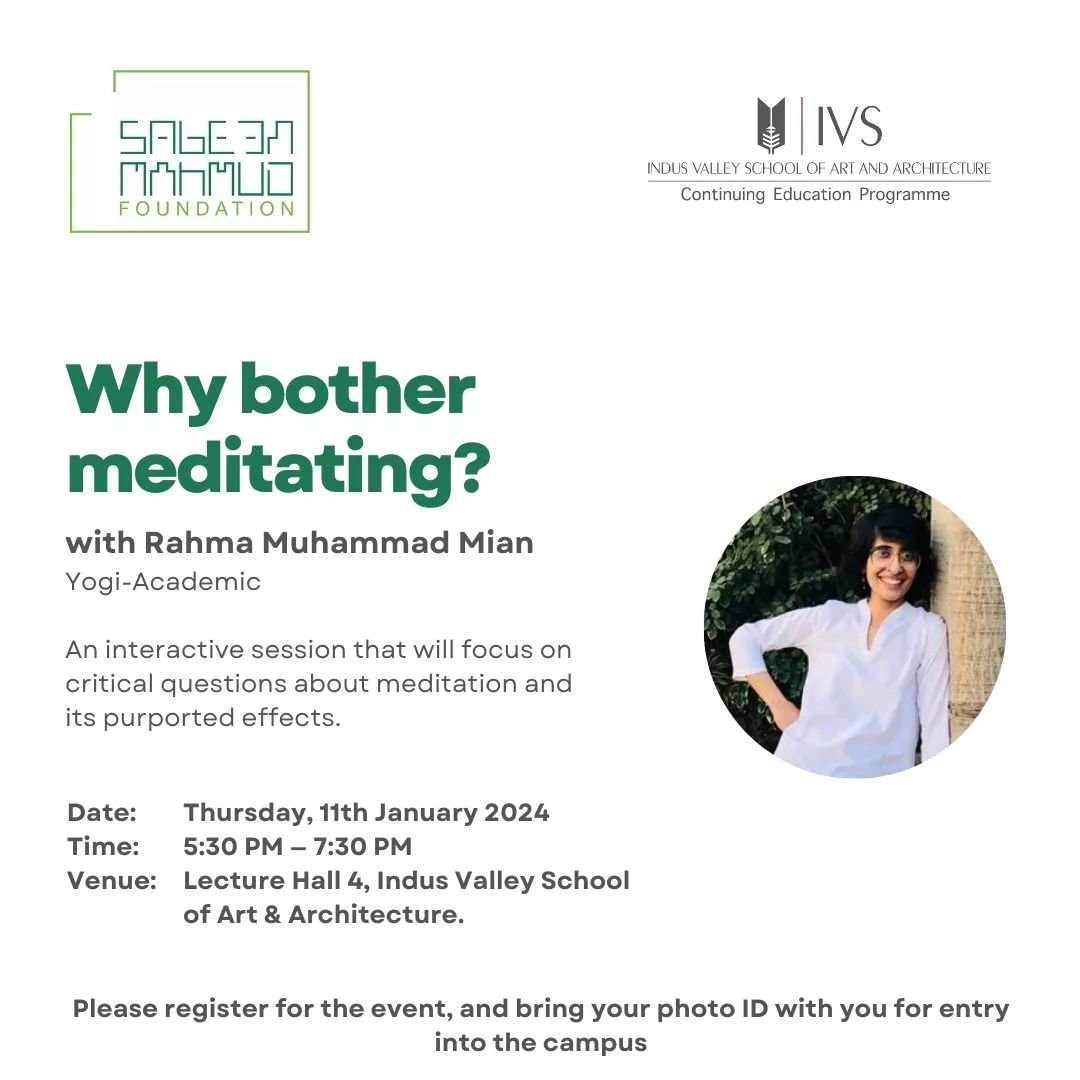 What is meditation, and why is it suddenly being prescribed for various mental health issues? Should everyone meditate? Who should not meditate? What about people too busy to meditate?

This interactive session with Rahma Muhammad Mian will focus on 
