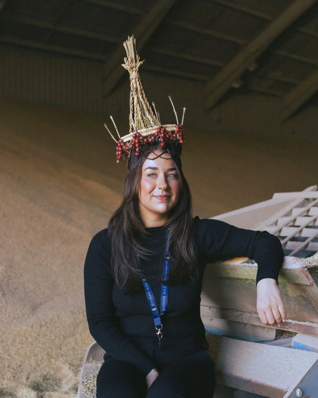 Eva Simpson—Enterprise Graduate Trainee at Simpson's Malt—wearing a crown by Anna Corbett