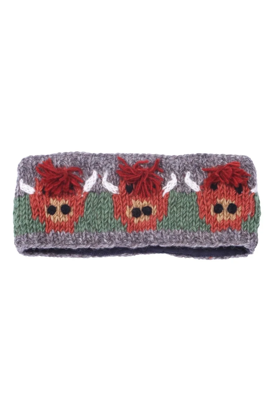 Highland Cow Knitted Wool Ear Warmer Headband