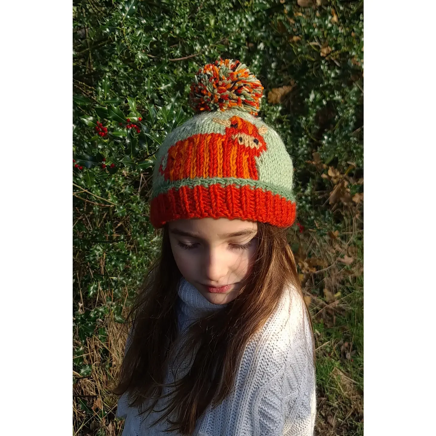 Highland Cow Kids Knitted Wool Beanie Hat