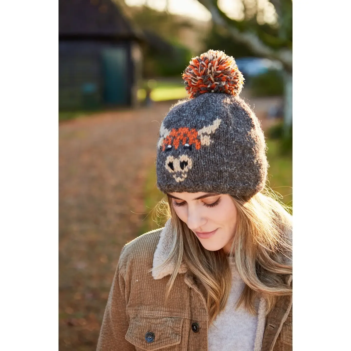 Highland Cow Brown Wool Beanie Hat