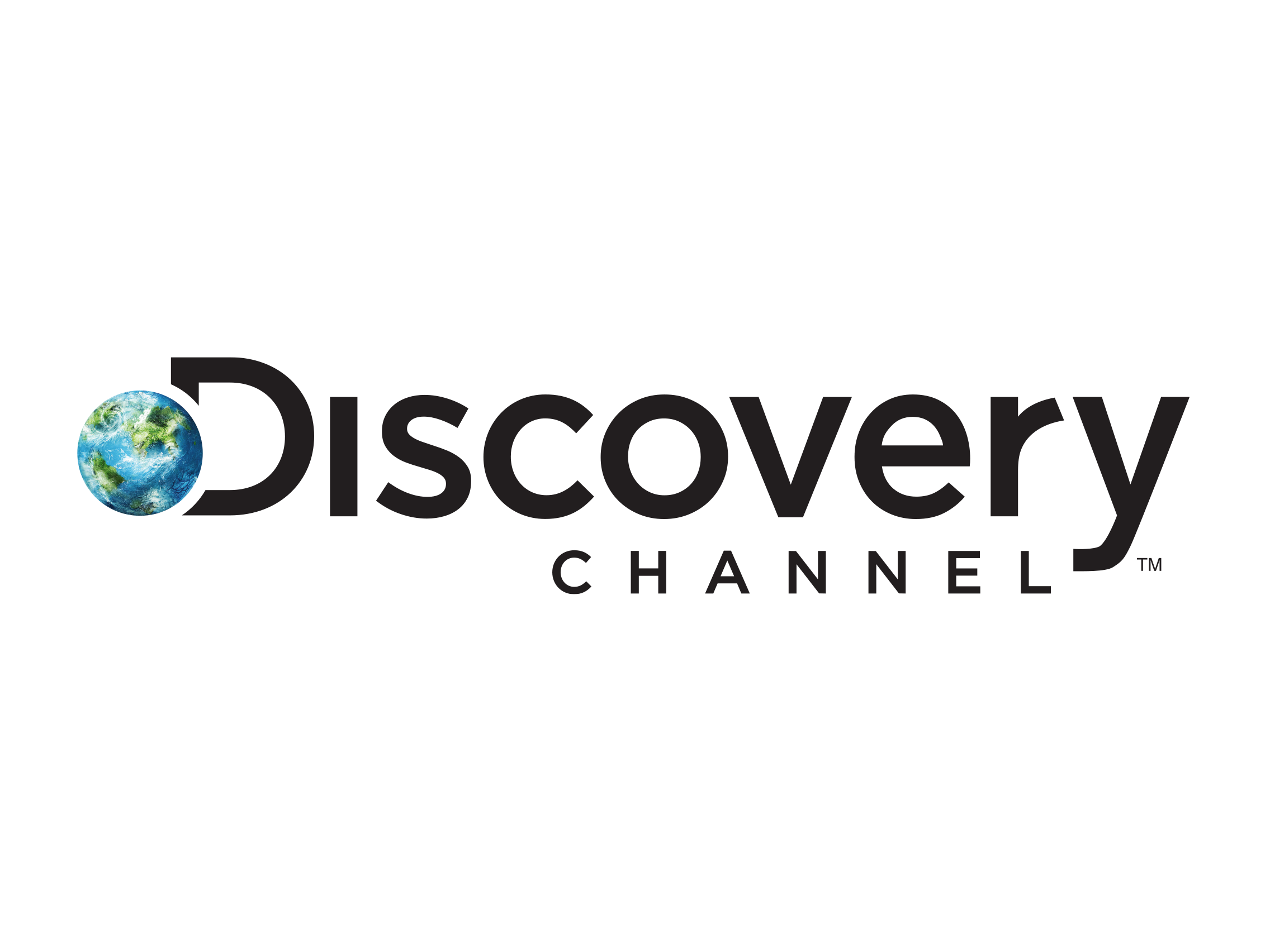 Discovery Channel logo featuring a small Earth globe next to the word 'Discovery' in black, with 'CHANNEL' written underneath.