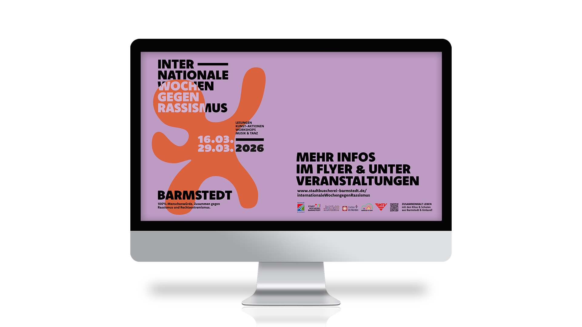 Website zu den Internationalen Wochen gegen Rassismus in Barmstedt mit Ankündigung der Veranstaltungen und des Flyers.