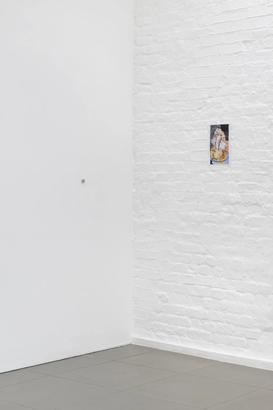 Tanja Widmann Johannes Porsch Produced by, -1, One plus (Derivates) , 2025, Ø 2.4 x 1.5 cm and -1, One plus (Cherry on top) , 2025, 29.7 x 21 cm, installation view at Cell Project Space, London, UK. Courtesy Cell Project Space, Photo: Damian Griff