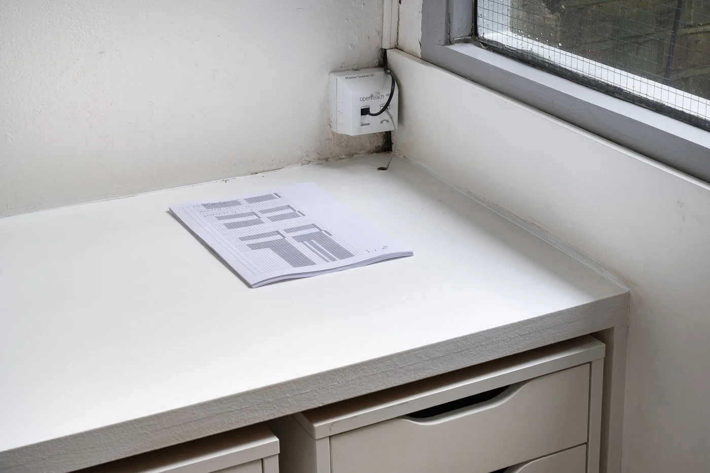 Tanja Widmann Johannes Porsch Produced by, -1, One plus (Protocol) , 2025, 29.7 x 21 cm, installation view at Cell Project Space, London, UK. Courtesy Cell Project Space, Photo: Damian Griffiths