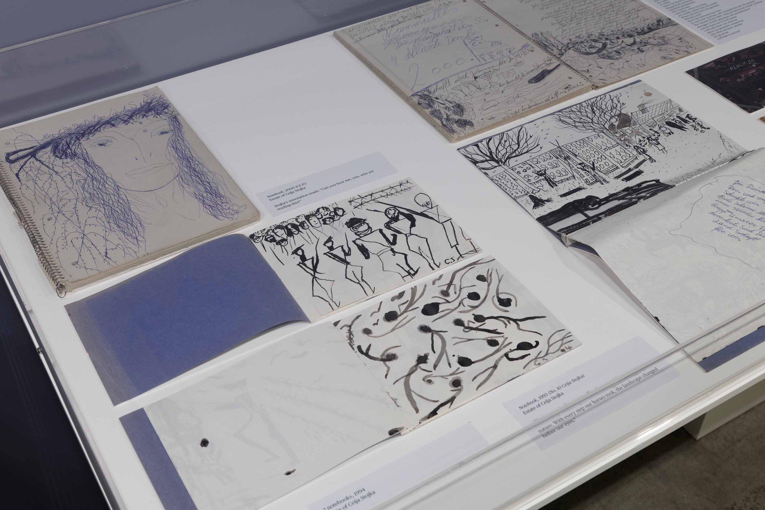  Ceija Stojka, installation view of  Making Visible  at The Drawing Center, New York. Photo: Daniel Terna 