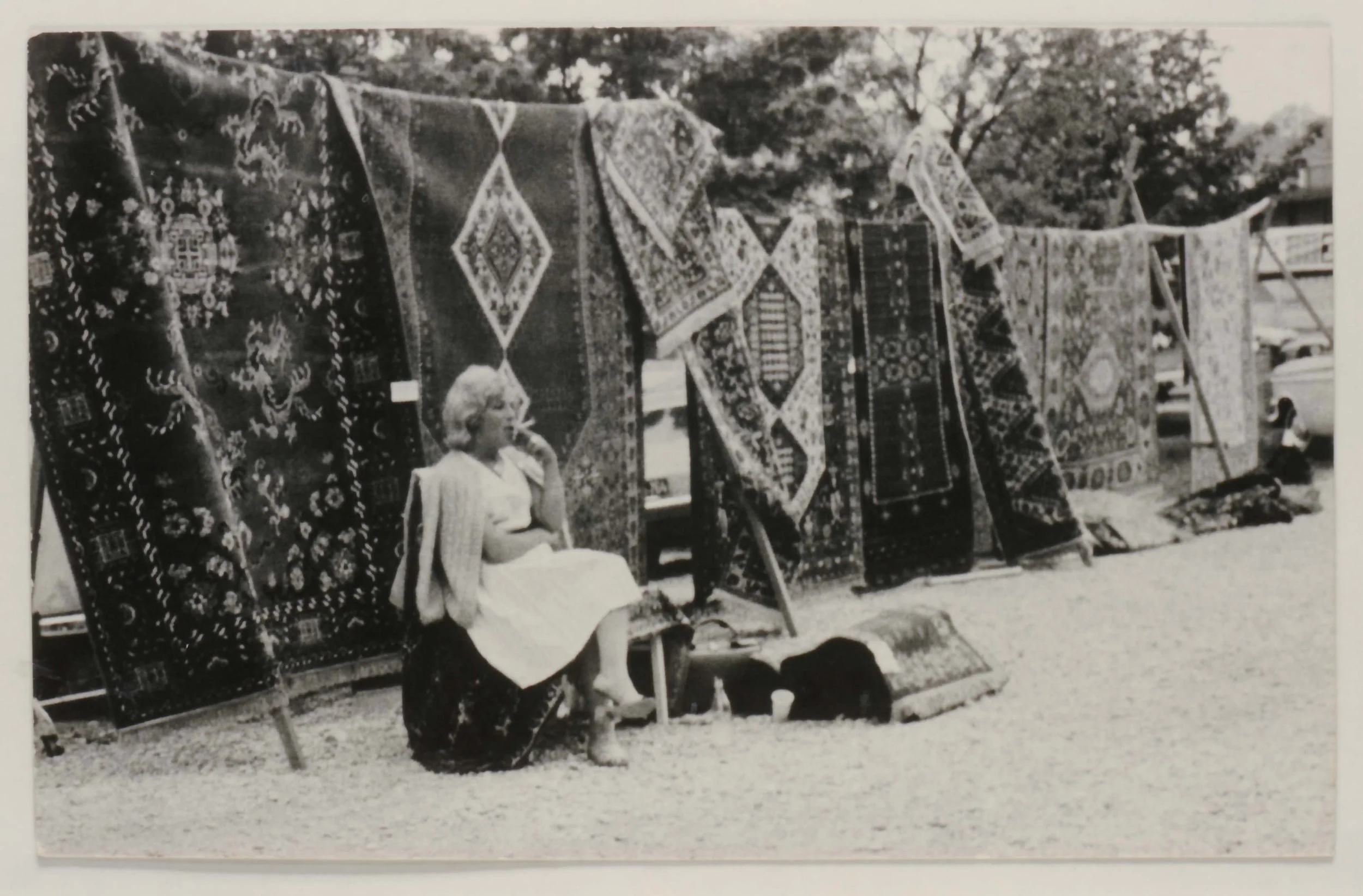  Ceija at her carpet selling stall, early 70s .  © Estate Ceija Stojka 