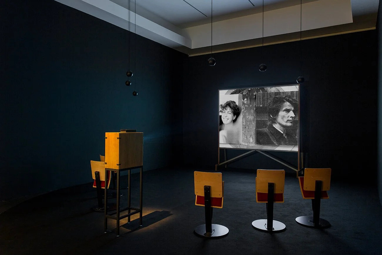  Bouchra Khalili,  The Magic Lantern , 2020–22. Video installation. Colour, sound, 27 min. Installation view,  Between Circles and Constellations , MACBA, Barcelona, 2023. © MACBA Photo: Miquel Coll. Courtesy the artist, mor charpentier, Paris and AD