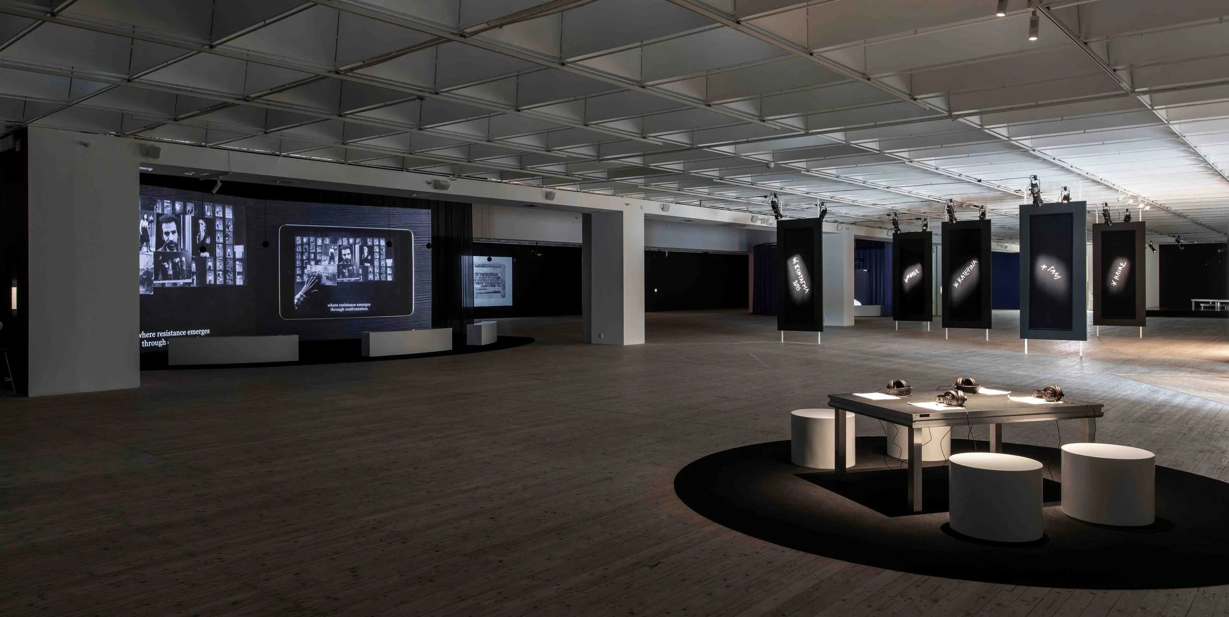  Bouchra Khalili, installation view of  How to Call a Ghost  at Malmö Konsthall, 2026. Photo: Helene Toresdotter. Courtesy the artist and mor charpentier, Paris. 