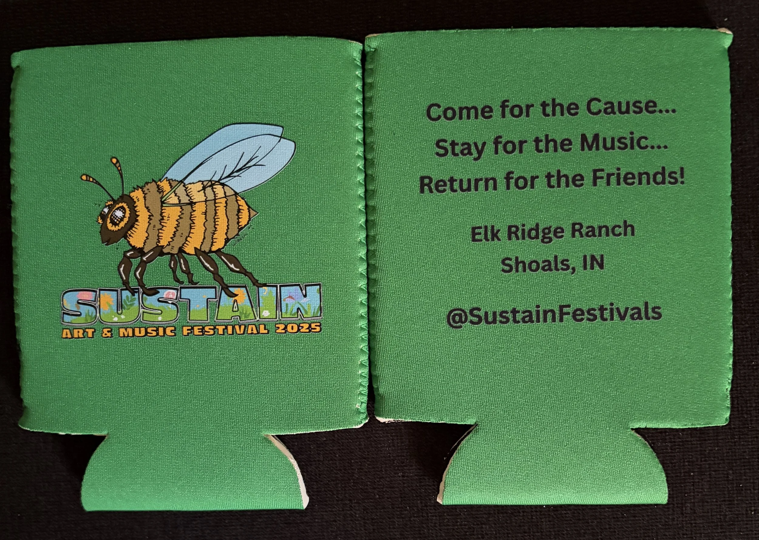 Bee green koozie.JPG