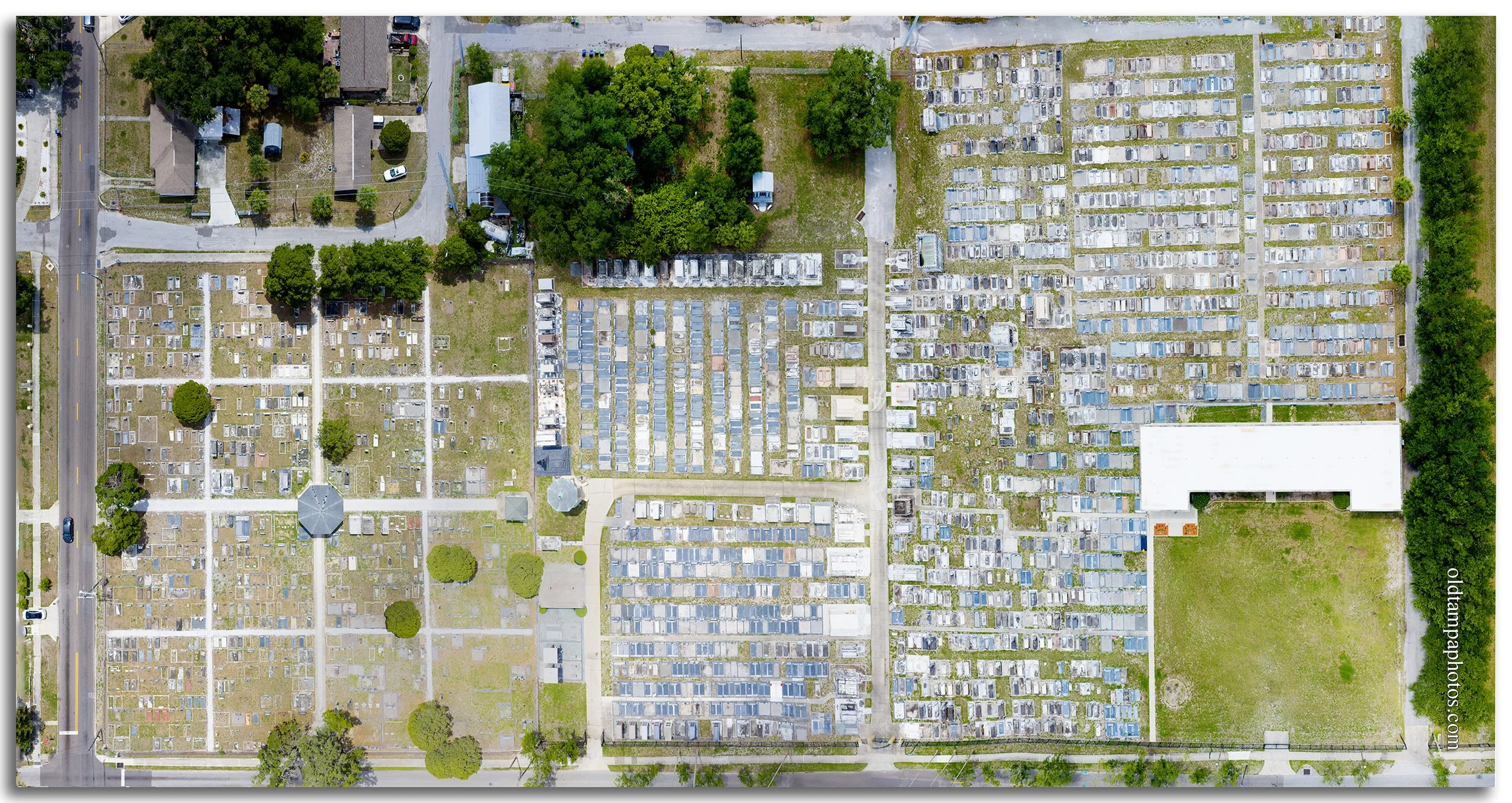 Aerial view of the L'Unione Italiana and Centro Espanol Cemeteries