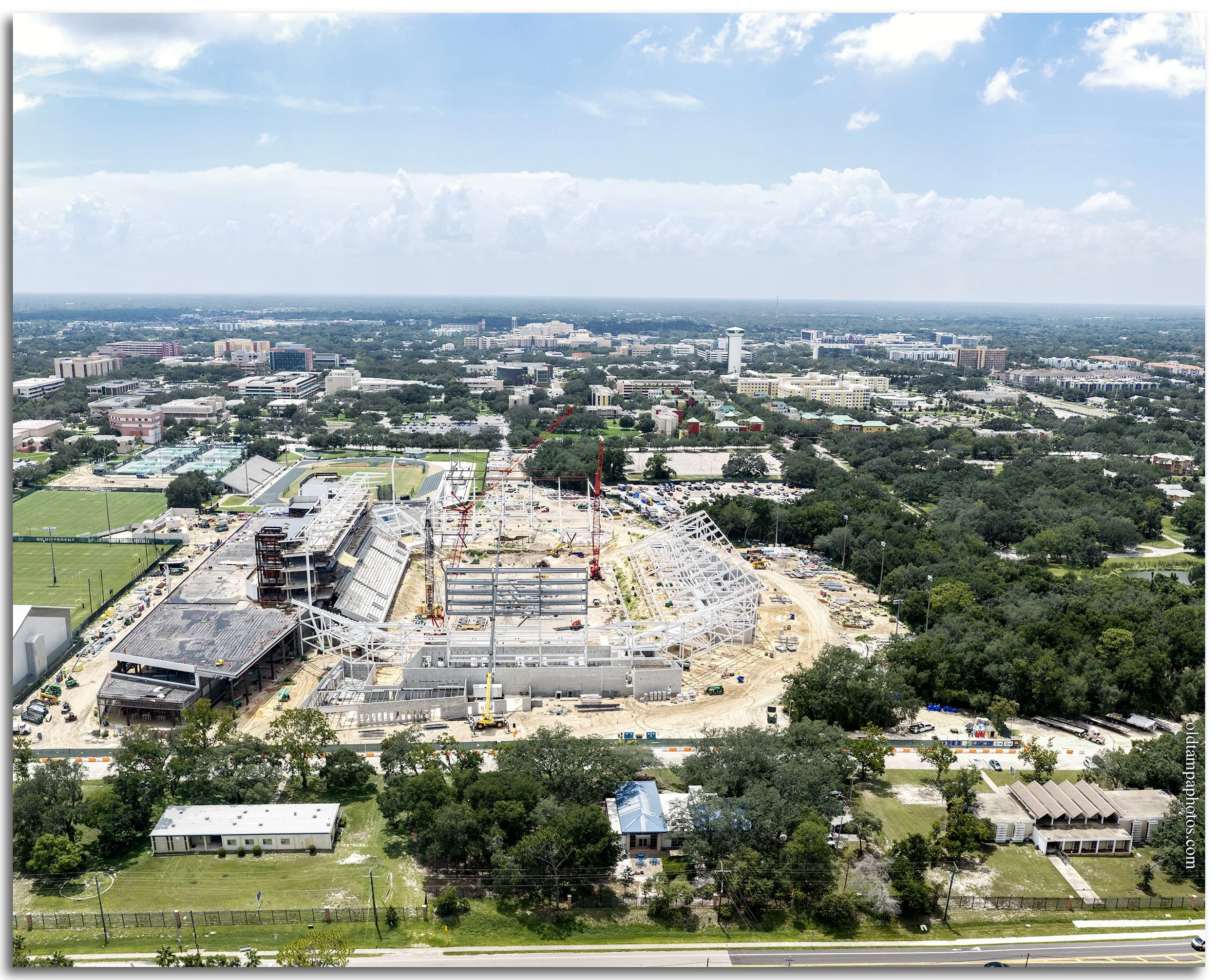 Construction of the new USF Bulls on-campus football stadium at the University of South Florida in Tampa.