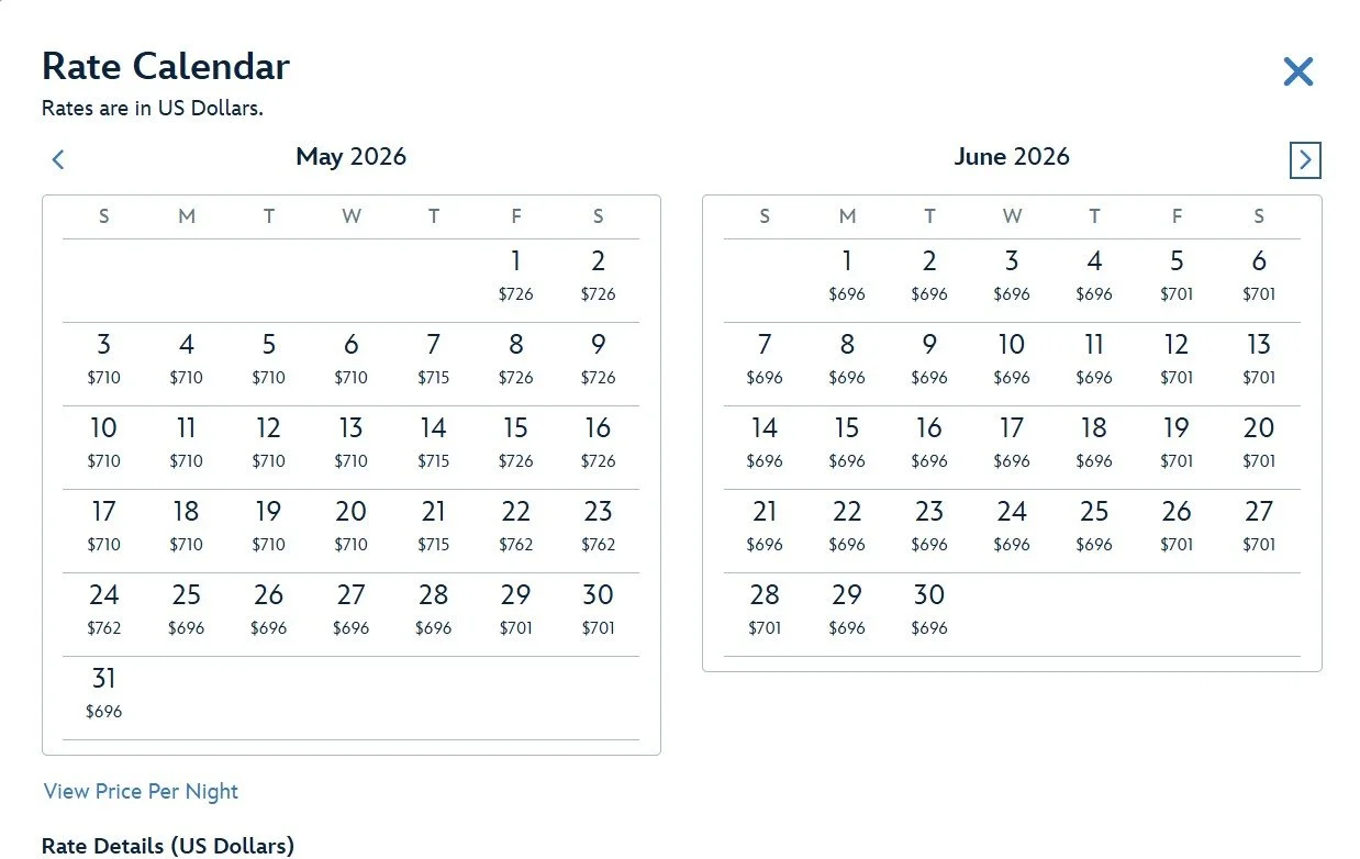 How to See a Calendar View of Disney World Resort Prices