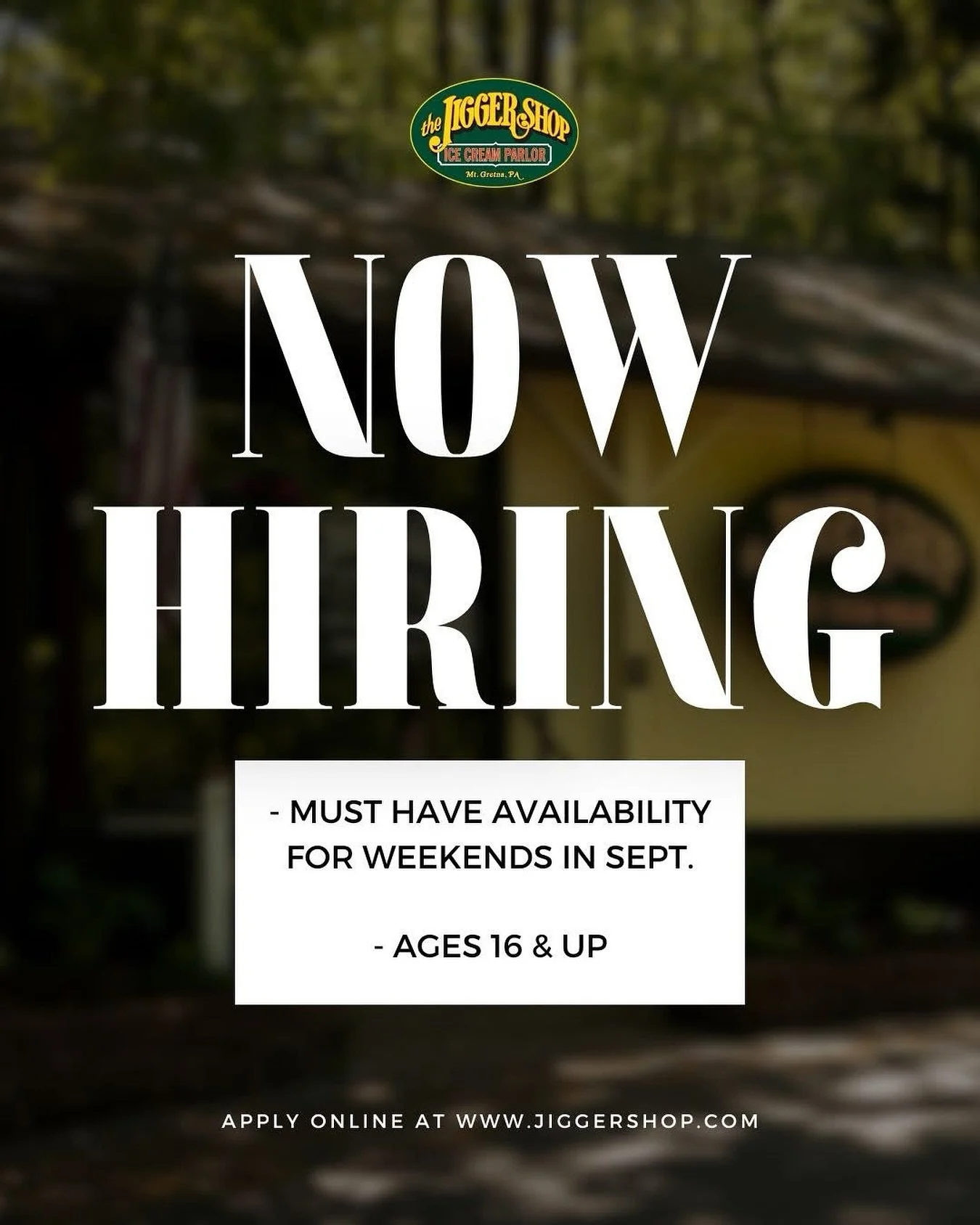 NOW HIRING! We are looking for more people to join our team in all of our positions to help finish out our season! Applicants must have availability in weekends in September, be 16 or older, and be ready to start training immediately. This is also a 