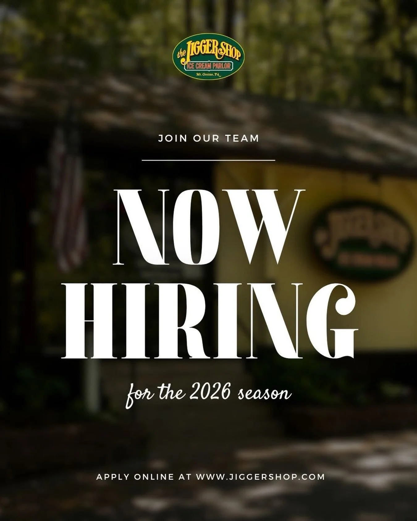 We are currently hiring for the 2026 season!🍦 The Jigger Shop provides the perfect summer job for high school and college students looking to gain experience, earn cash, and make new friends. 

We are looking for motivated, friendly, and hardworking