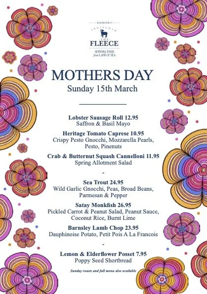 Mothers Day Menu