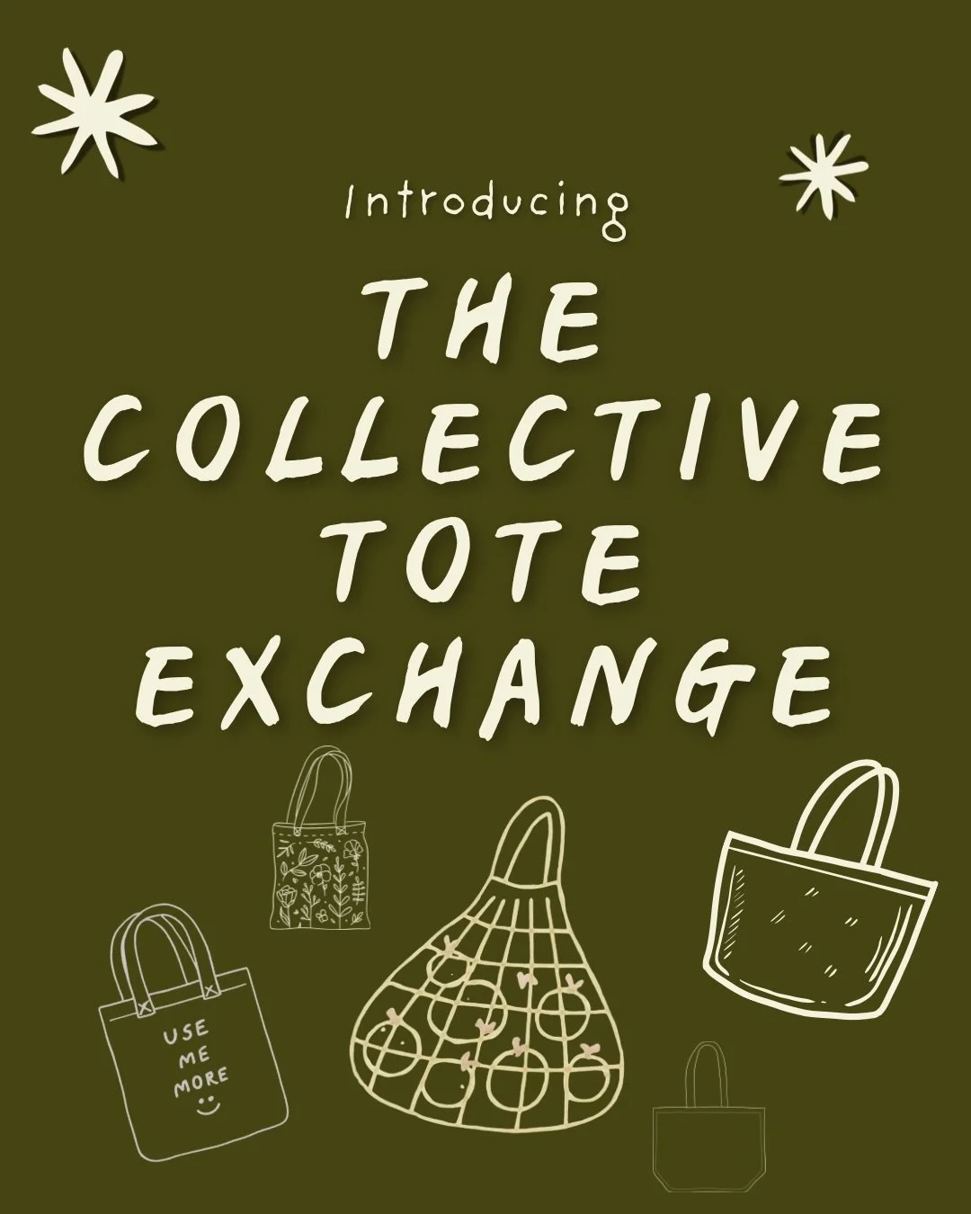 🛍️ Introducing The Collective Tote Exchange 🛍️

This sustainable shift actually started as a vendor idea and we LOVED it! 

Together, we&rsquo;re reducing single-use bags and helping our vendors cut down on single-use packaging costs. Vendor-inspir