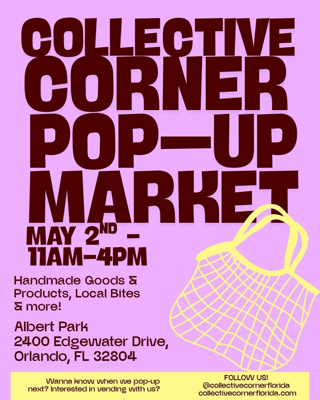College Park, we&rsquo;re back! ✨🛍

Collective Corner returns to Albert Park on May 2nd; bringing local vendors, small businesses, and all the shopping vibes you love.

Come out, shop small, and support the Orlando vendor community!

📍 2400 Edgewat