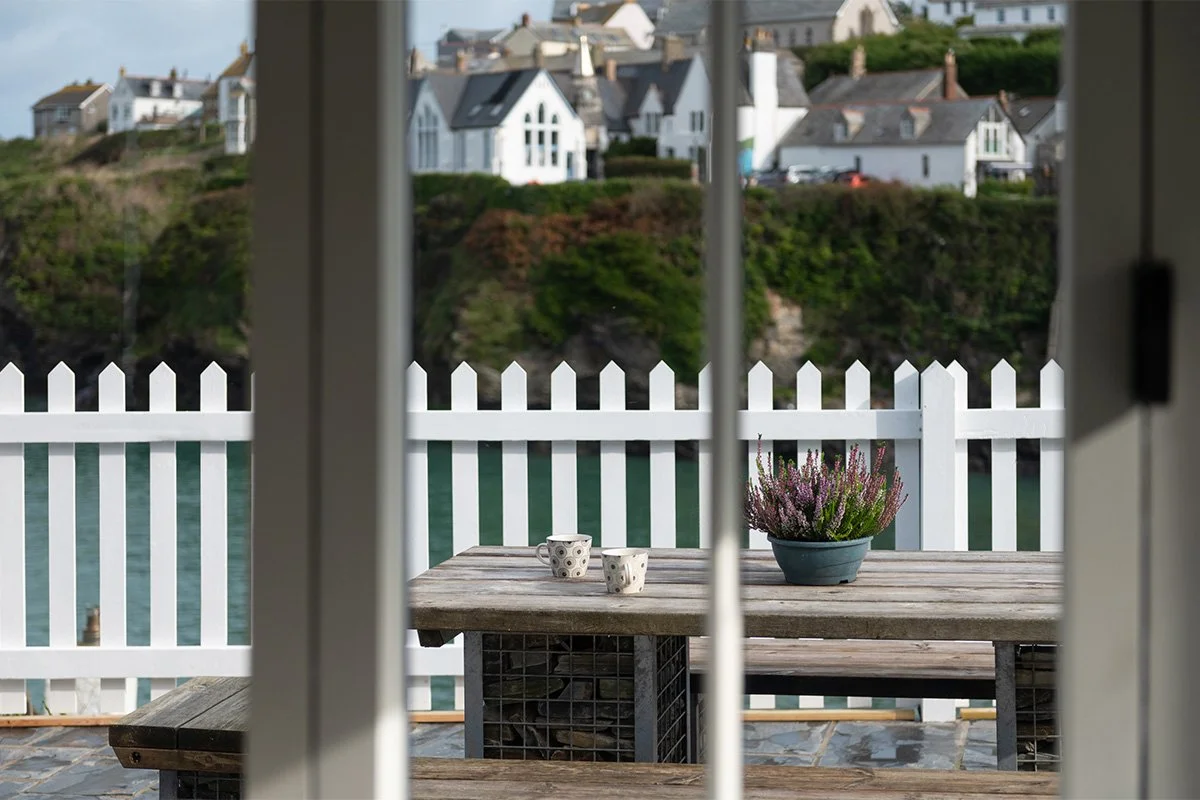 view of the terrace at the White House cottage in Port Isaac