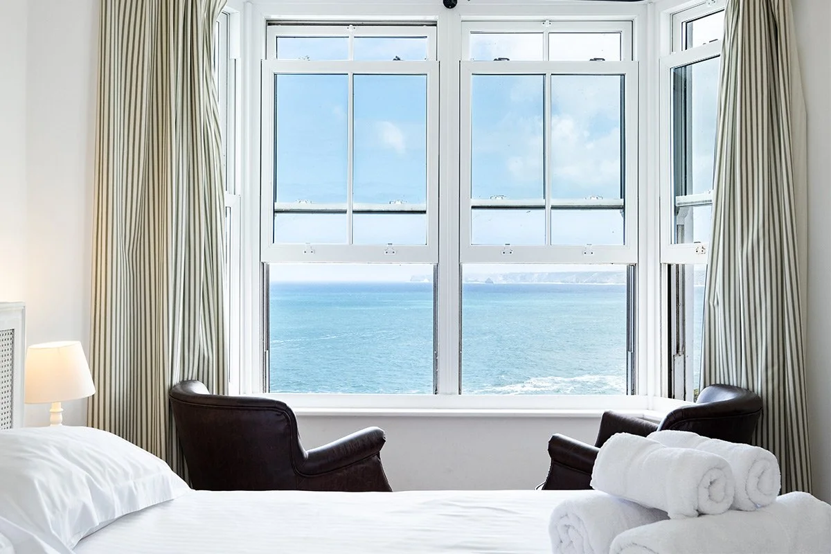 sea view from the bedroom at bellevue in Port Isaac
