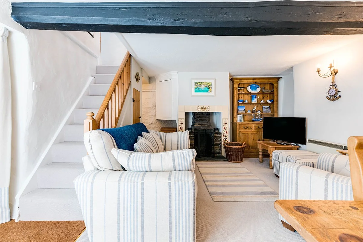 cosy lounge in temple cottage, port isaac, cornwall