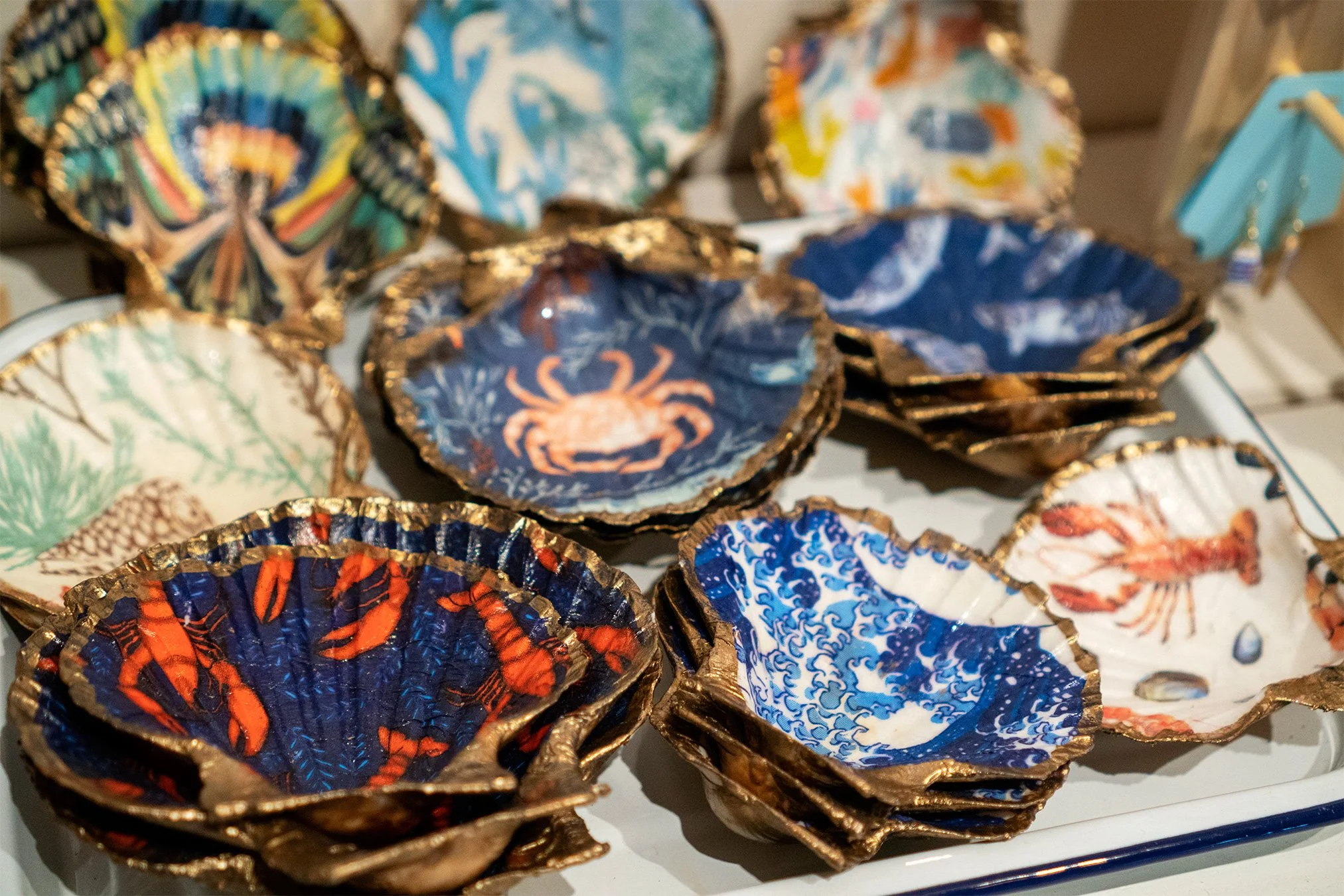 decoupage scallop shells by port isaac artist stacey sibley