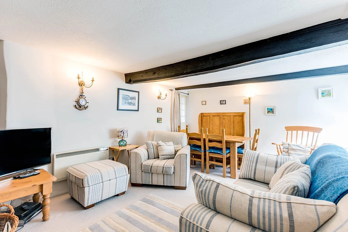 cosy lounge in temple cottage, port isaac, cornwall