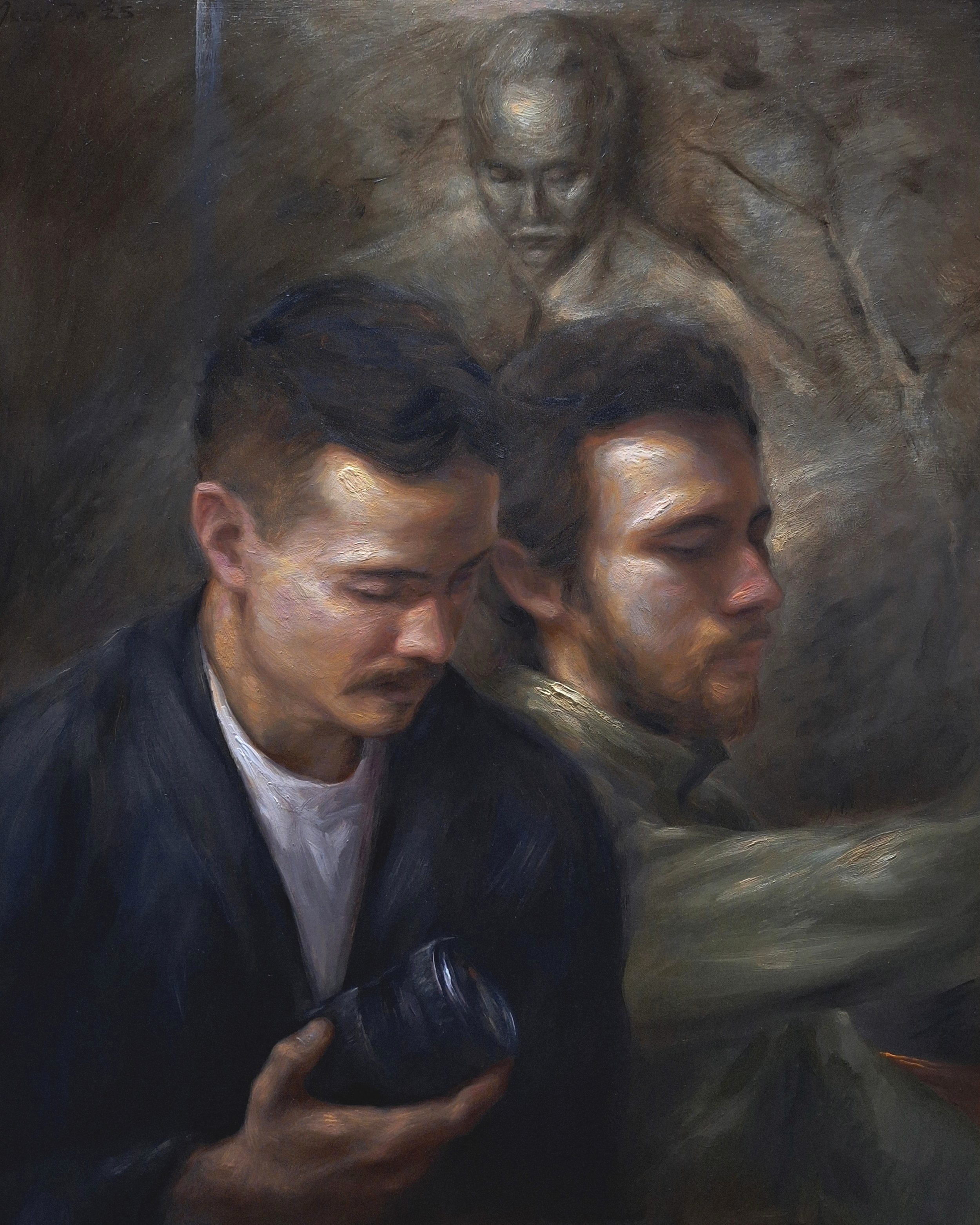SELF PORTRAIT WITH BROTHER | Oil on Panel | 50 x 40 cm | NFS