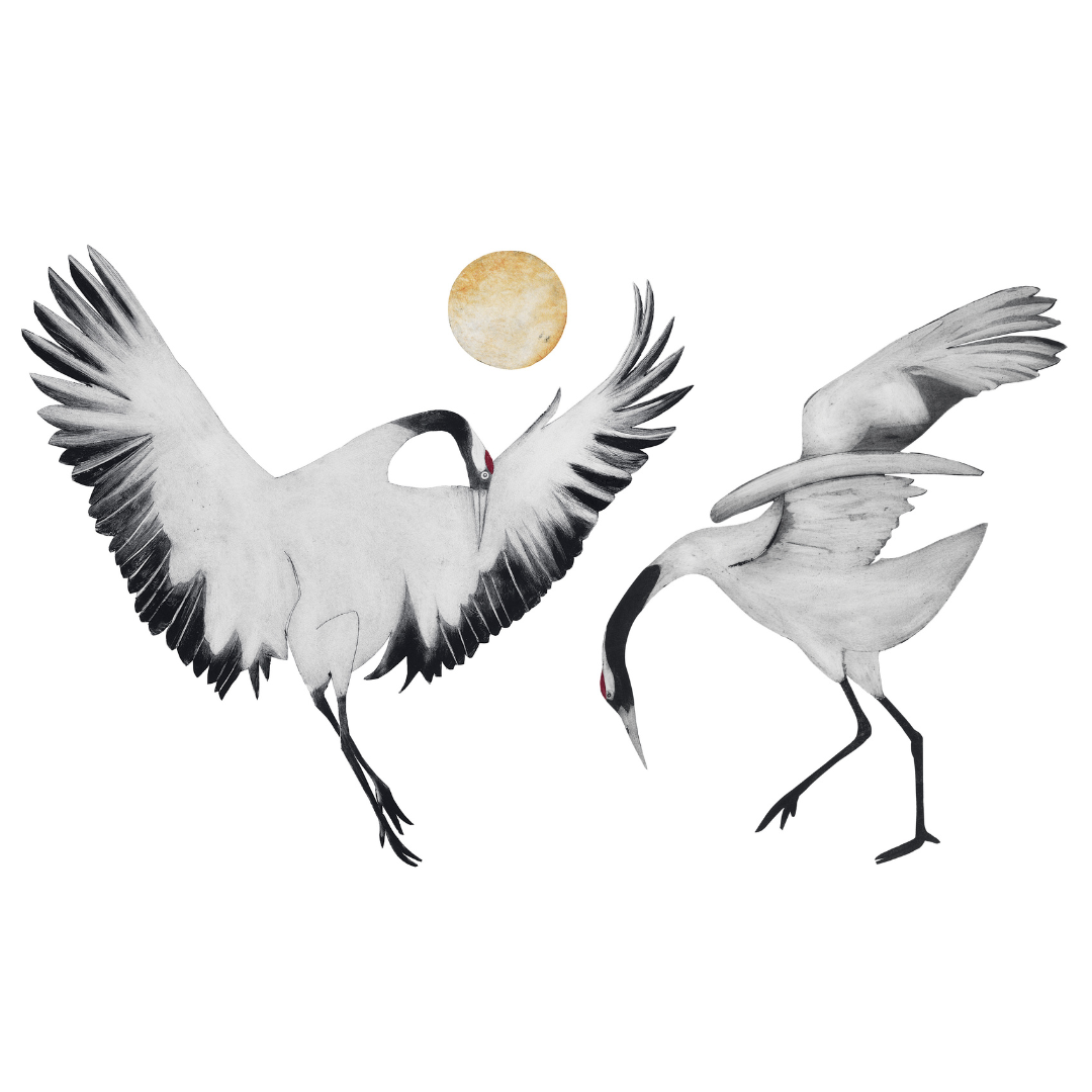 RED-CROWNED CRANES