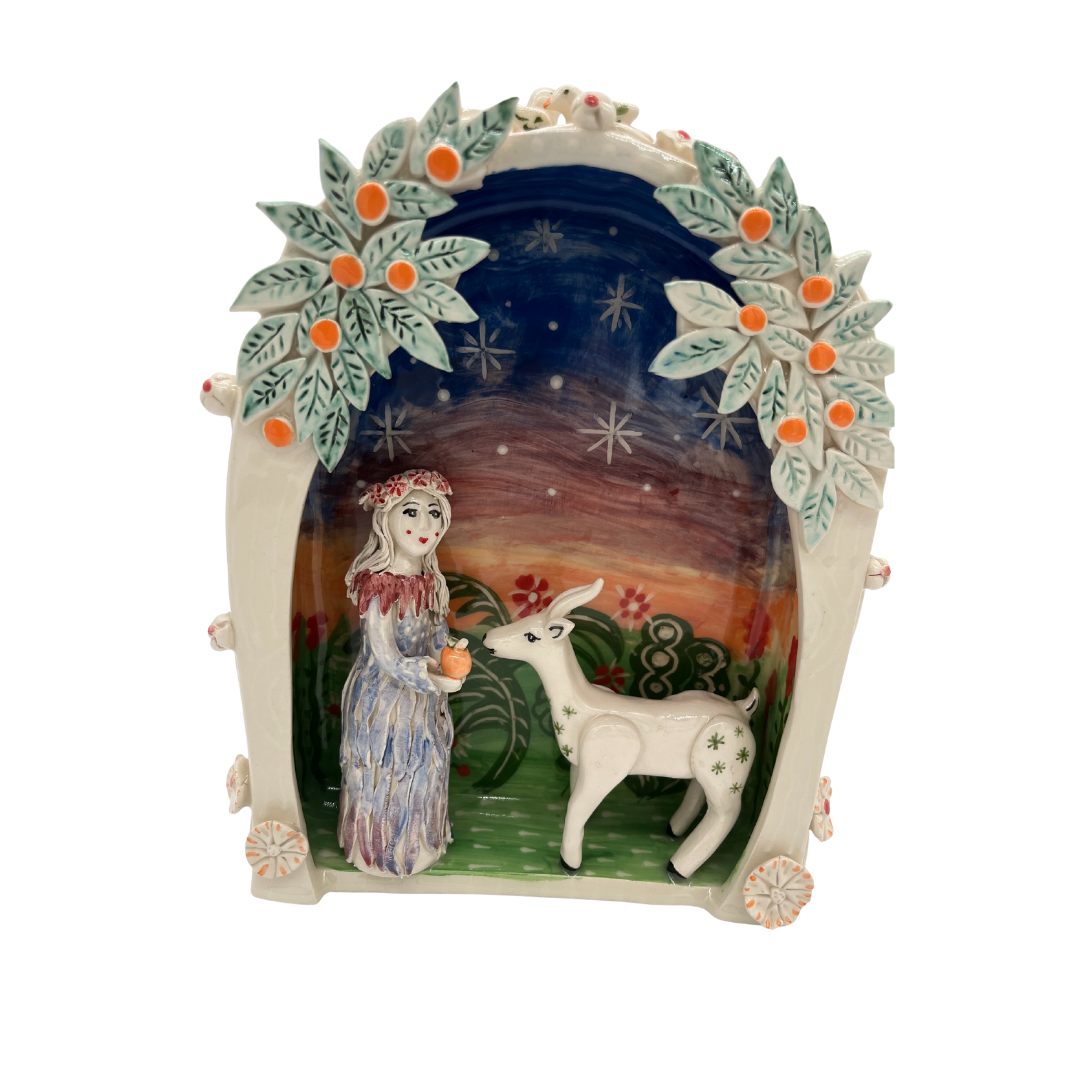 WOMAN &amp; DEER DIORAMA
