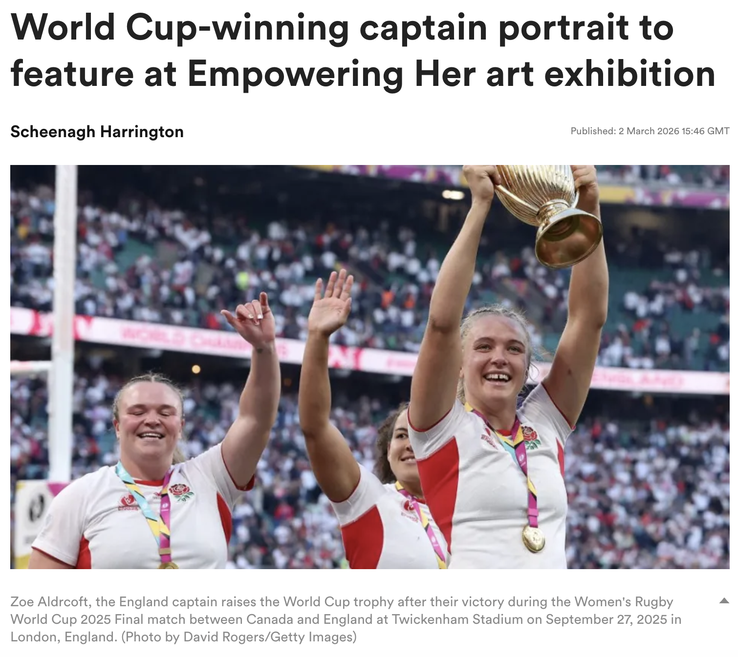 World Cup-winning captain portrait to feature at Empowering Her art exhibition
