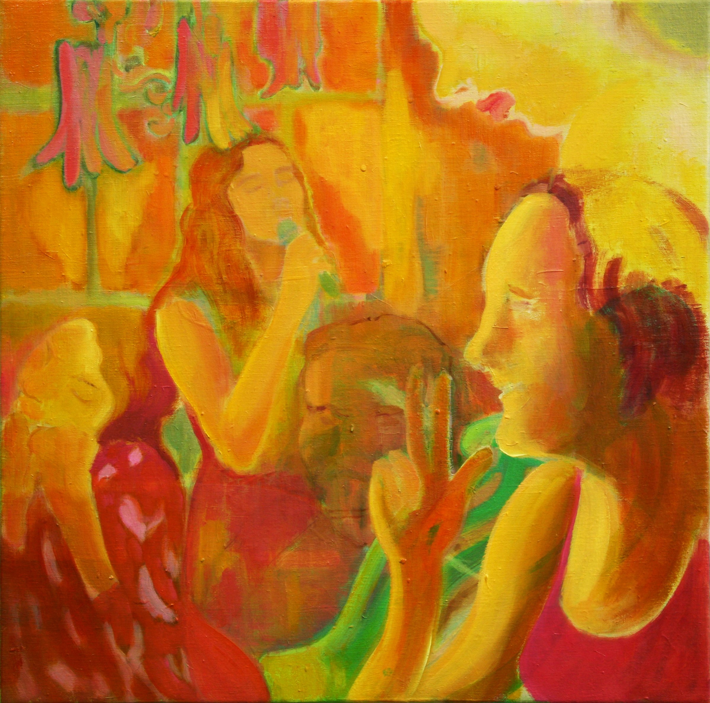 NIGHT AT THE COLONY | Oil and Acrylic on Linen | 50.5 x 50.5 cm | £550
