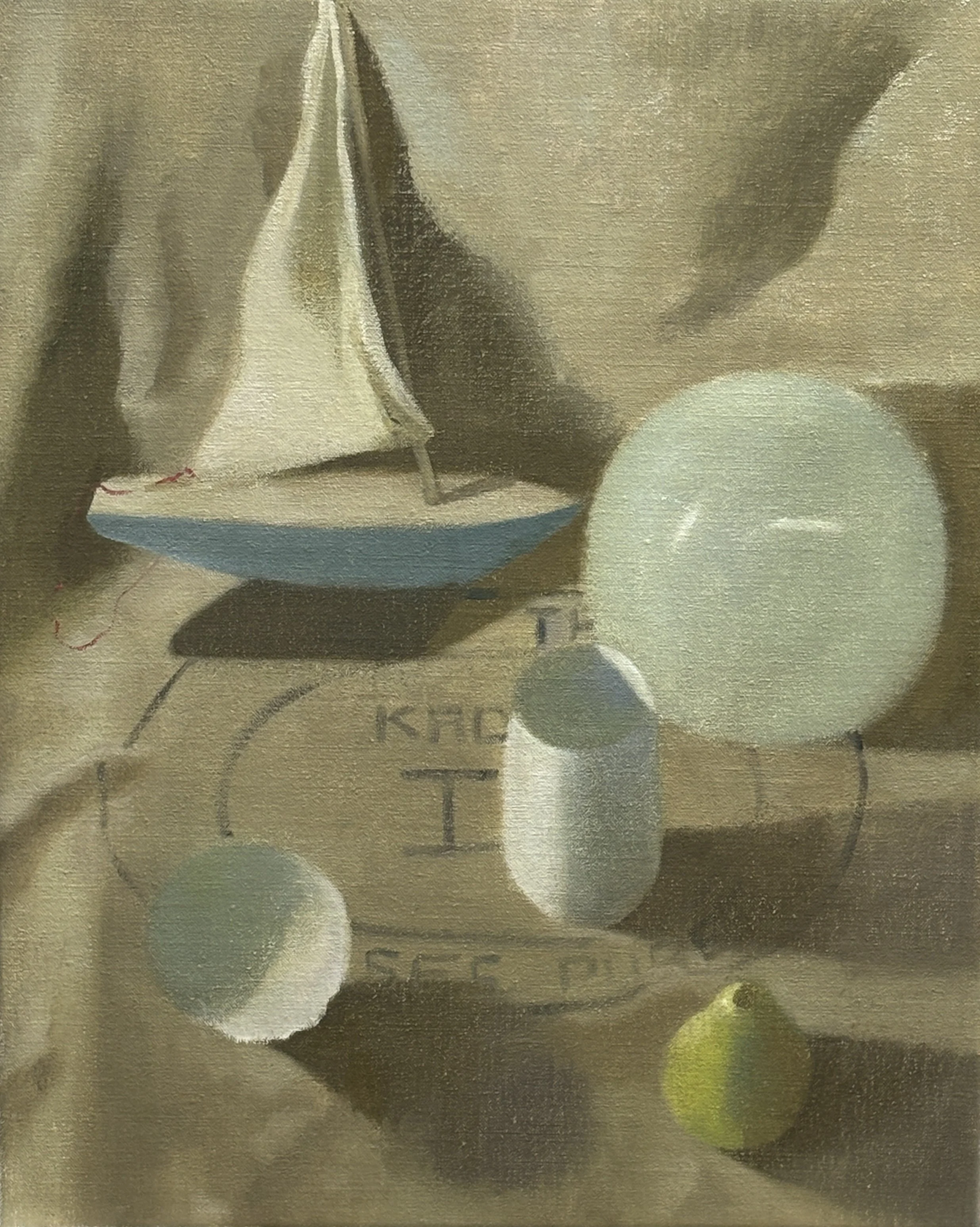 Michelle Maddox, Still Life with Toy Boat, Balloon and Vessels, 2026