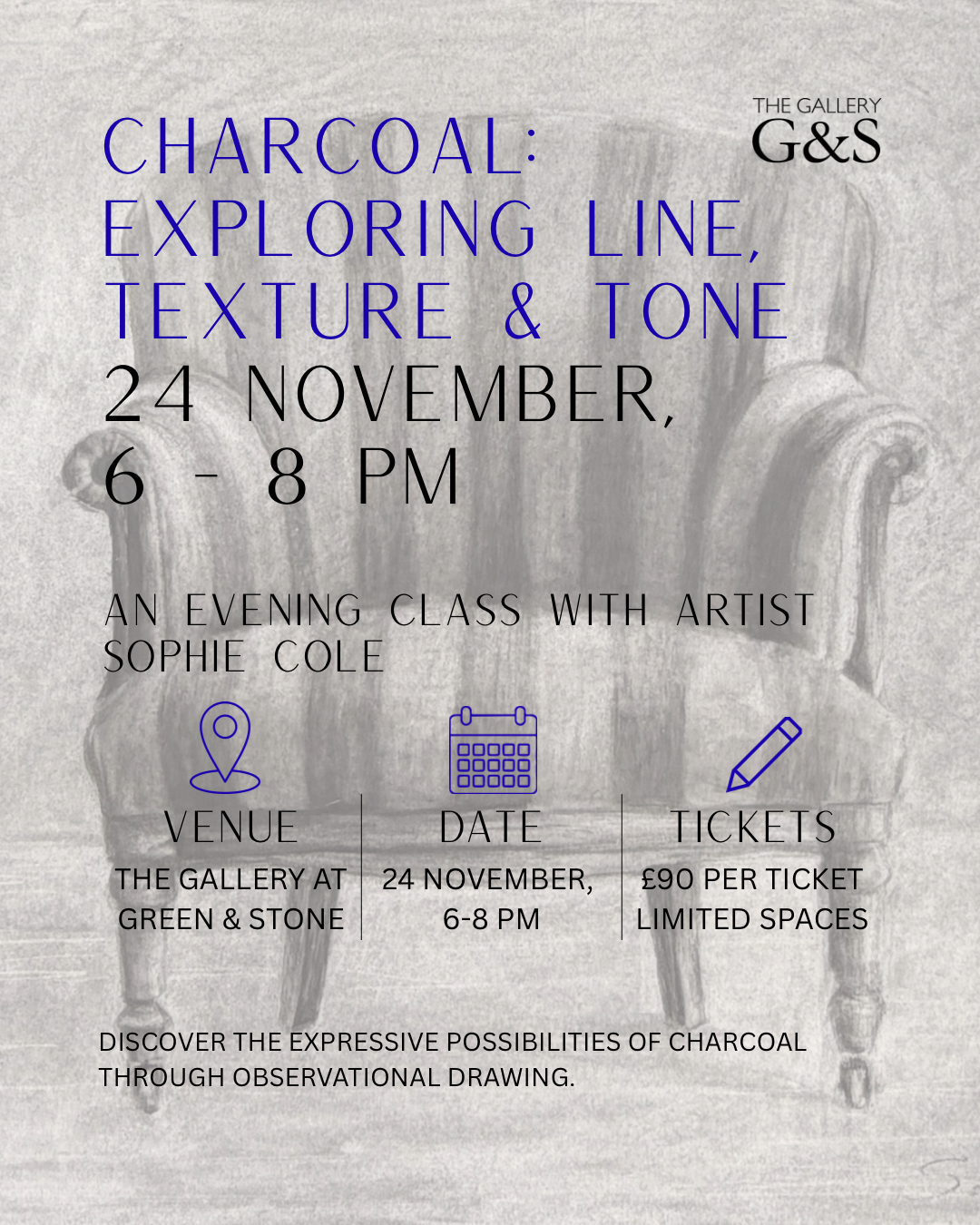 Charcoal: Exploring Line, Texture & Tone with Sophie Cole