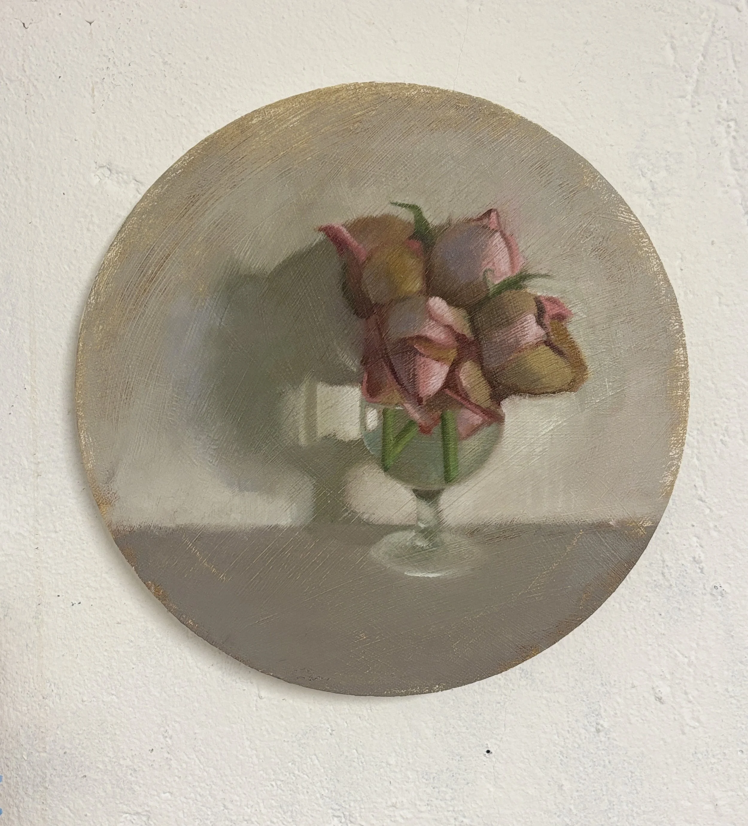 Michelle Maddox, Wilted Roses Tondo, 2025