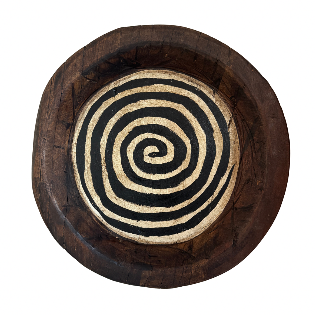 SNAKE | Waxed Acrylic Sgraffito In Antique Hand-Carved Bowl Frame | 35.5 cm (Diameter) | £