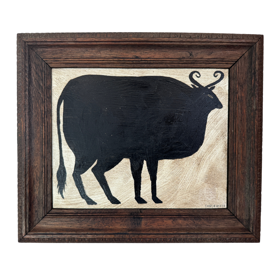 BULL | Waxed Acrylic Sgraffito on Wood Board | 34 x 29 cm | £