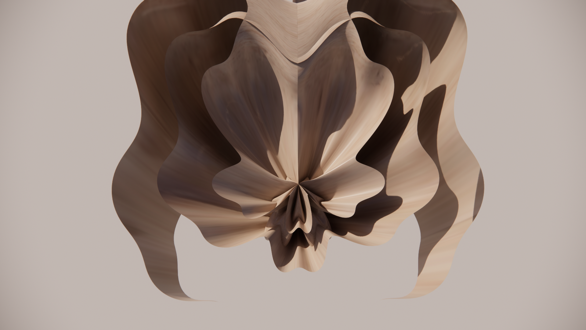 Abstract digital art piece with swirling, distorted patterns in shades of beige and brown.