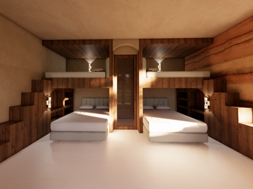 Rammed Earth Healthy Home Bunkroom