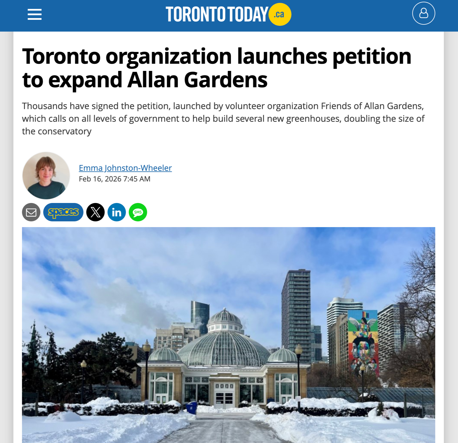 Toronto Today: Toronto organization launches petition to expand Allan Gardens