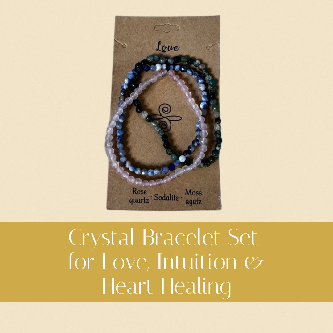 Crystal Bracelet Set for Love, Intuition & Heart Healing – Amethyst, Rose Quartz & Labradorite