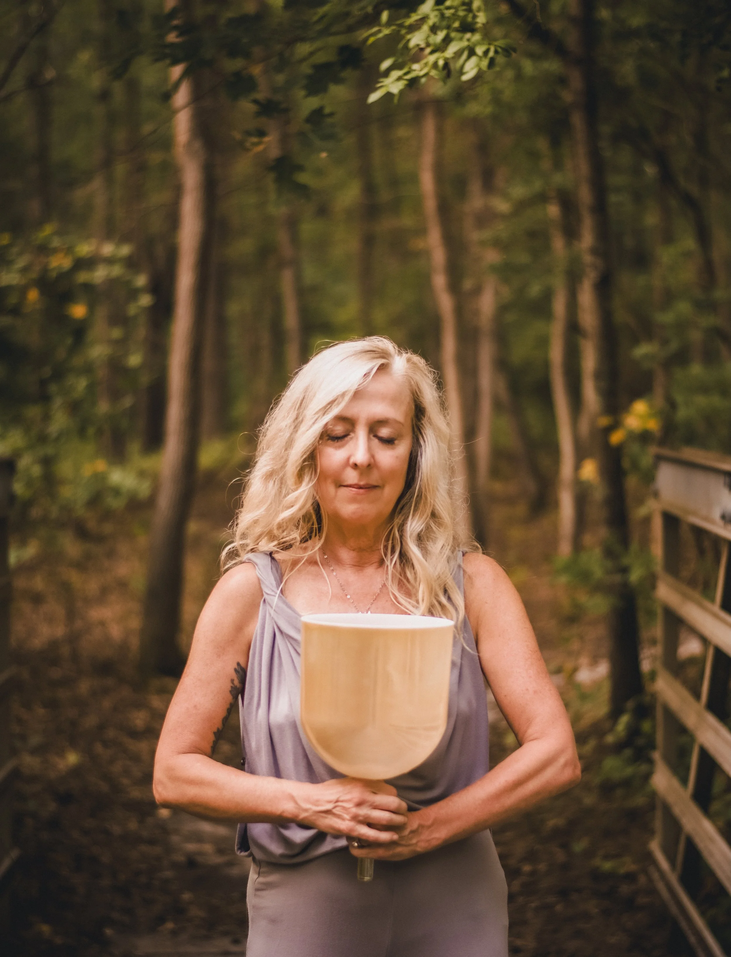 Heather Squicciarini, certified sound healer and founder of Sunshine for the Soul, offering sound baths and sound healing experiences in Tinton Falls, New Jersey.