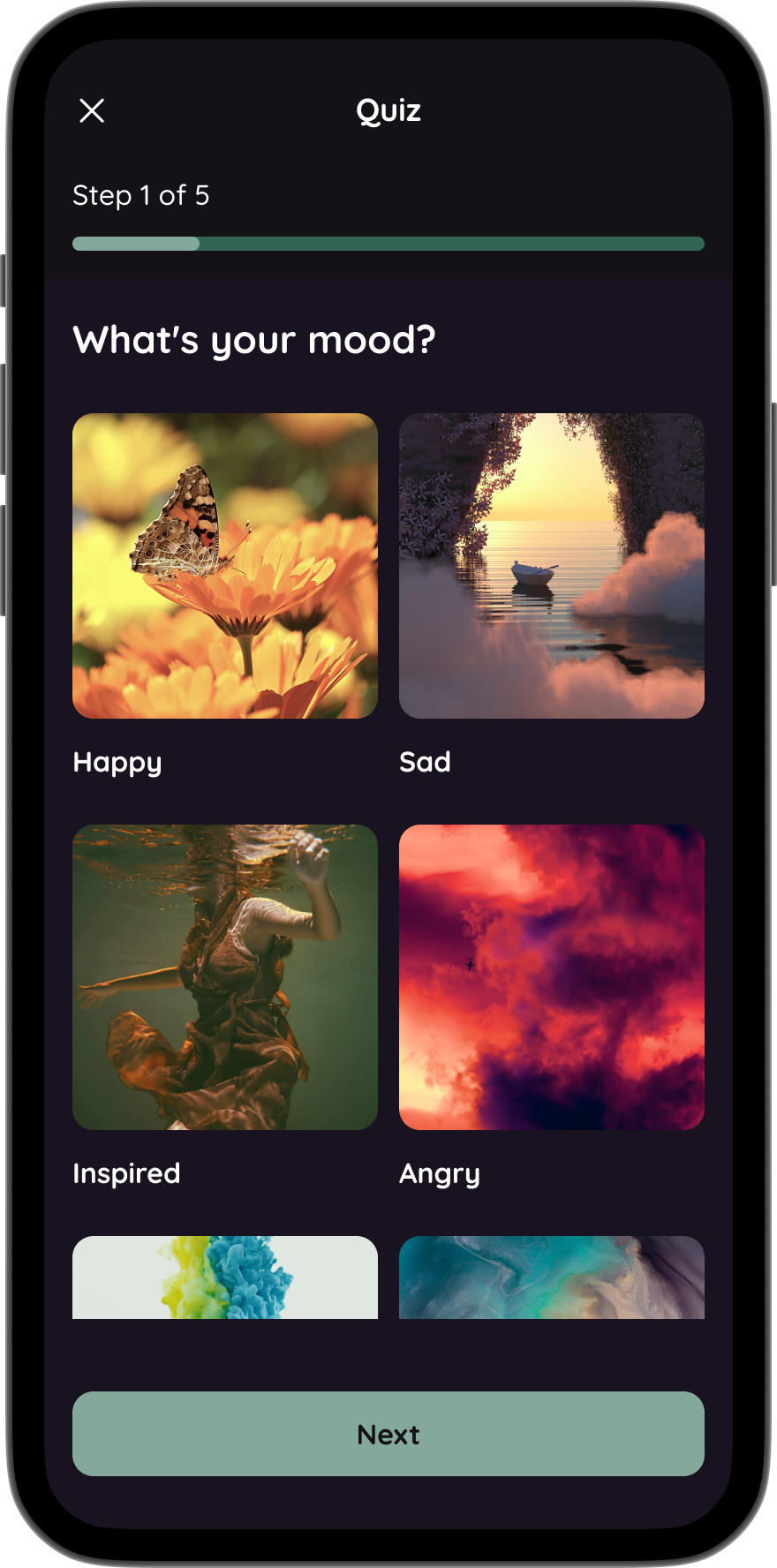 Mobile app screen showing a user profile for John Doe, a teacher, with a risk alert indicating at risk, safety status, and options for reporting a gunman or other threats, and navigation icons at the bottom.