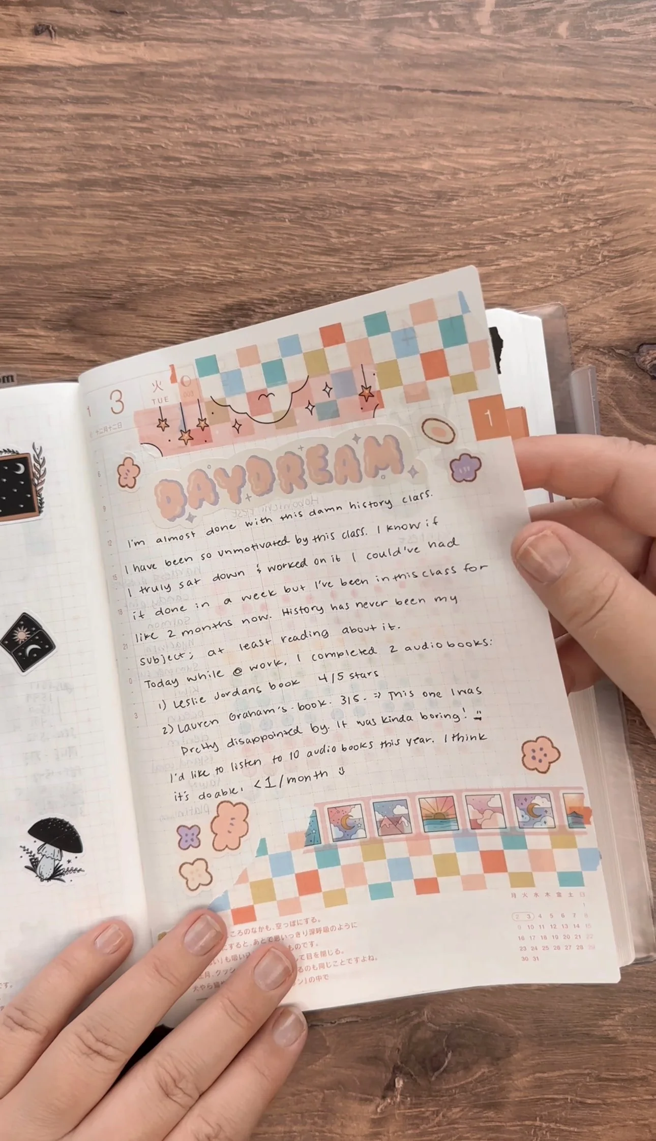  Hobonichi Techo Cousin Avec and Kuretake Zig Clean Color Dots - Ghosting example 